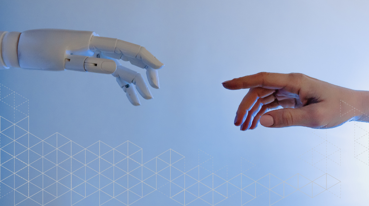 robot and human finger connecting